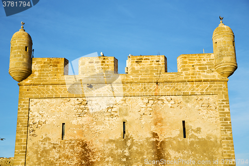 Image of  brick in old construction  o    the tower near 