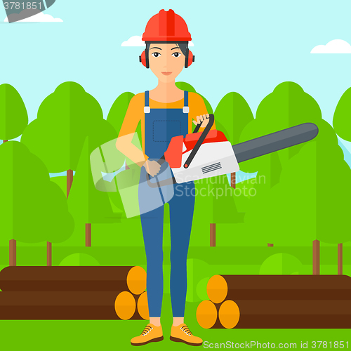 Image of Lumberjack with chainsaw.