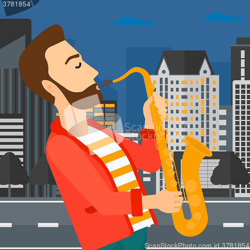 Image of Musician playing saxophone.