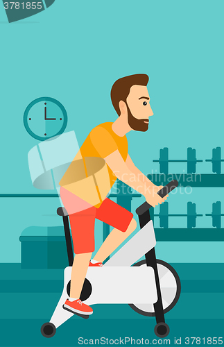 Image of Man doing cycling exercise.