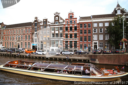Image of AMSTERDAM, THE NETHERLANDS - AUGUST 19, 2015: View on Oude Turfm