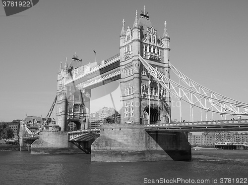 Image of Black and white Tower Bridge in London