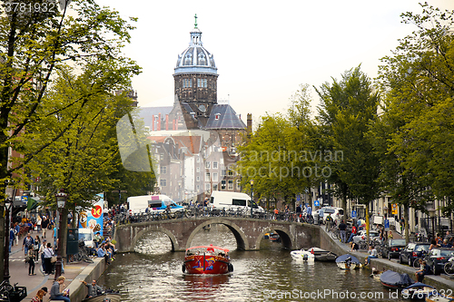 Image of AMSTERDAM, THE NETHERLANDS - AUGUST 19, 2015: View on Saint Nich