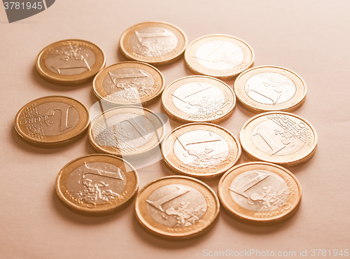 Image of  Many one Euro coins vintage