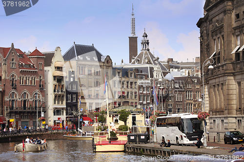 Image of AMSTERDAM, THE NETHERLANDS - AUGUST 19, 2015: View on Rokin from