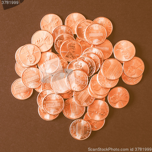 Image of  Dollar coins 1 cent wheat penny vintage