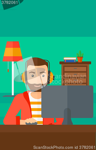 Image of Man playing video game.