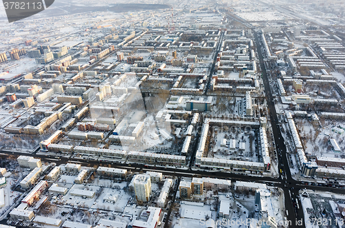 Image of Residential district with TV towers. Tyumen.Russia