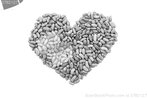 Image of Cranberry beans, or borlotti beans in a heart shape