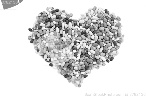 Image of Mixed dried beans in a heart shape