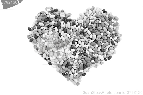 Image of Mixed dried beans in a heart shape