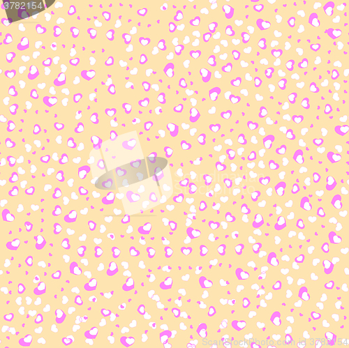 Image of peach wrapping paper with littie pink hearts