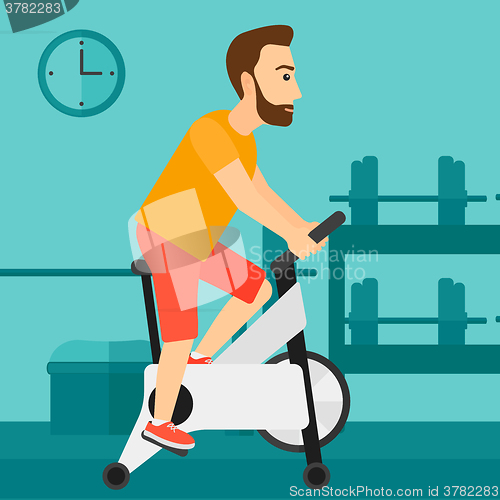 Image of Man doing cycling exercise.