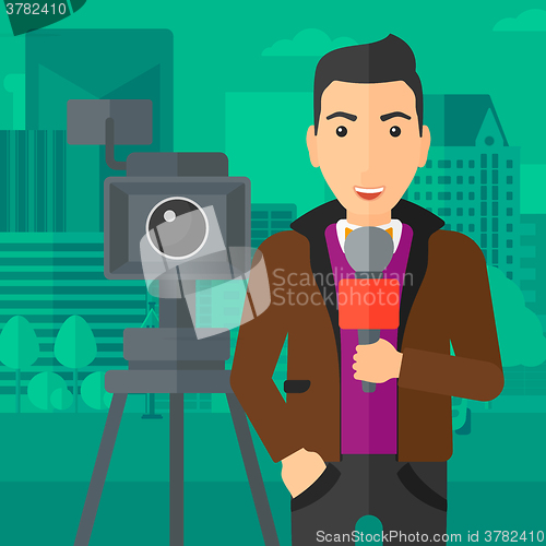 Image of TV reporter working.