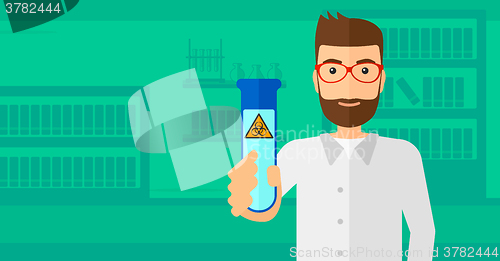 Image of Laboratory assistant with test tube.