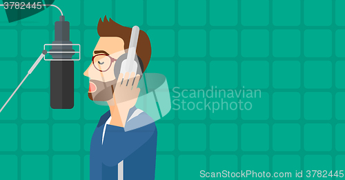 Image of Singer making record. 