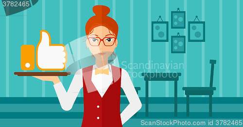 Image of Waitress with like button.