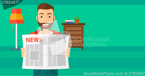 Image of Reporter reading newspaper.