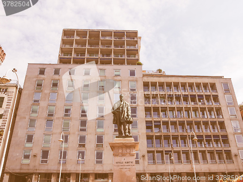 Image of Raffaele Rubattino statue in Genoa vintage