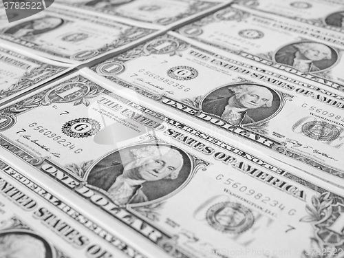 Image of Black and white Dollar notes 1 Dollar