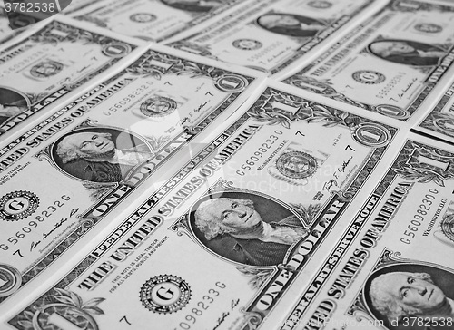 Image of Black and white Dollar notes 1 Dollar