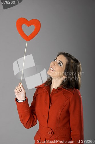 Image of Red heart woman