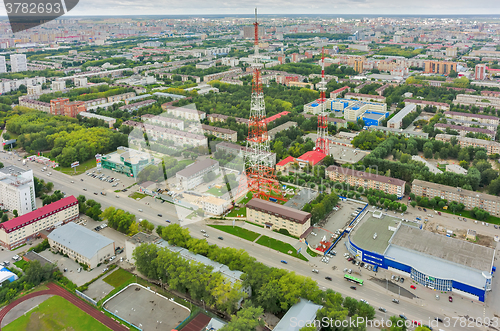 Image of Bird eye view on Tyumen city and two TV towers