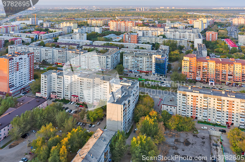 Image of Aerial urban view on 50 let Oktyabrya street. Tyumen