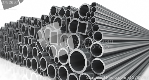 Image of Stack of steel pipes