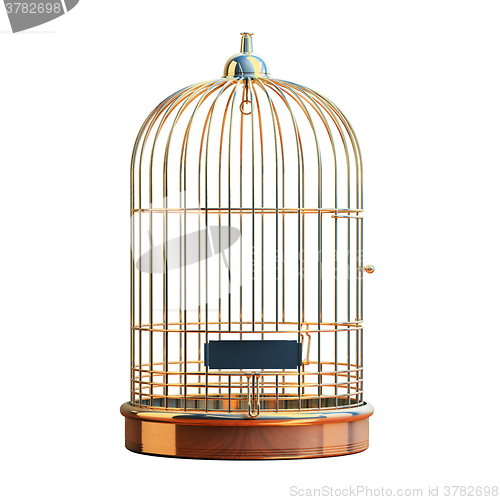 Image of Empty gilded cage isolated