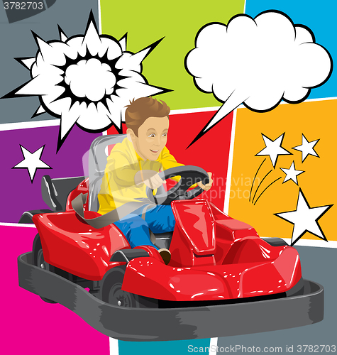 Image of Boy driving go kart