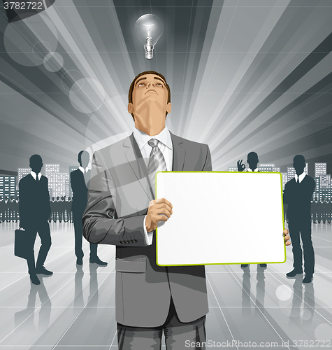 Image of Vector Business Man with Empty Write Board