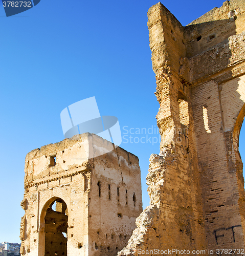 Image of morocco arch in africa old construction   blue  