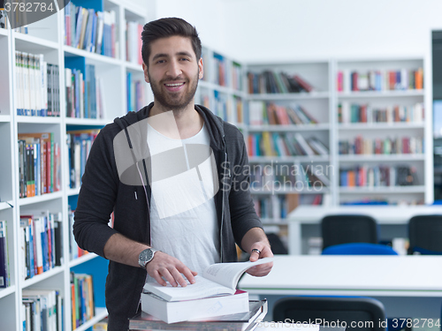 Image of student in school library