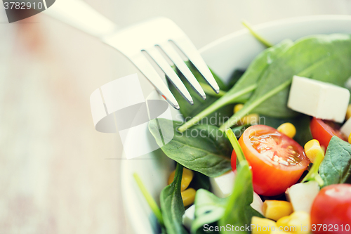 Image of close up of vegetable salad bowl