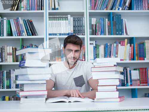 Image of student in school library