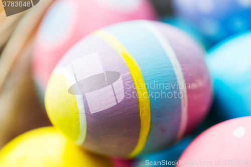 Image of close up of colored easter eggs