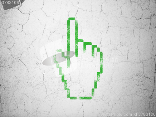 Image of Web development concept: Mouse Cursor on wall background
