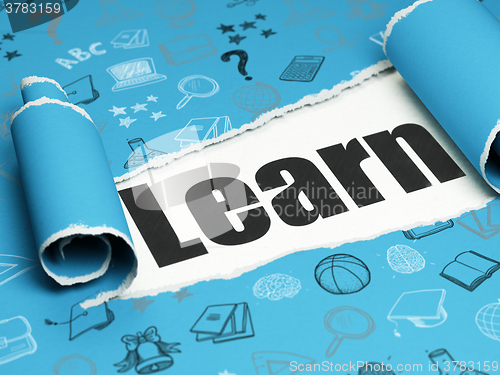 Image of Learning concept: black text Learn under the piece of  torn paper