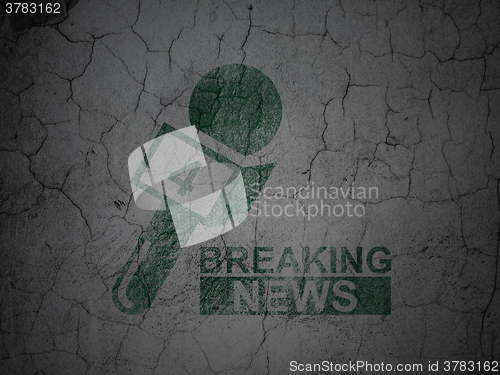 Image of News concept: Breaking News And Microphone on grunge wall background