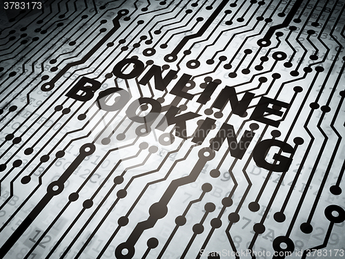 Image of Travel concept: circuit board with Online Booking