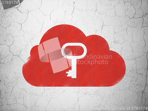 Image of Cloud technology concept: Cloud With Key on wall background