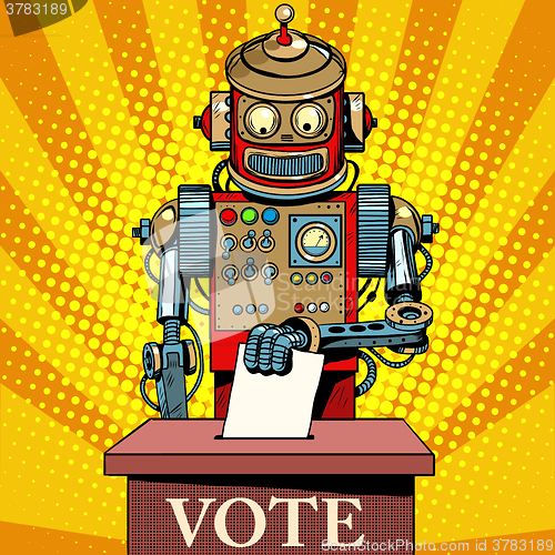 Image of Robot the voter vote on election day