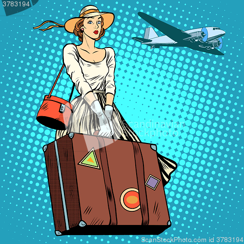 Image of girl travel suitcase airport