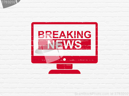 Image of News concept: Breaking News On Screen on wall background