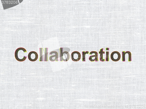 Image of Business concept: Collaboration on fabric texture background