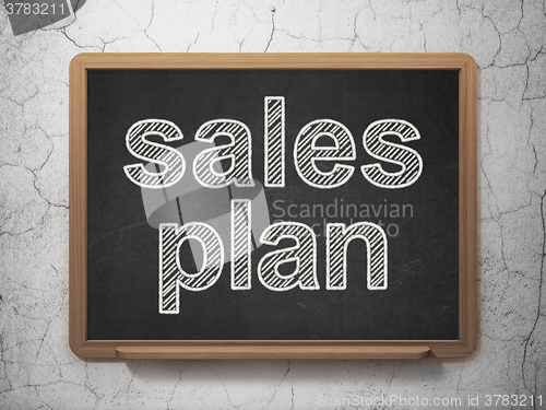 Image of Marketing concept: Sales Plan on chalkboard background