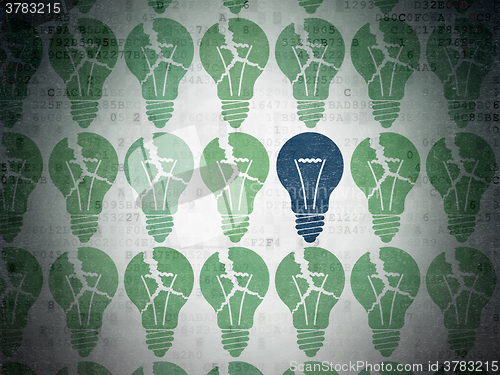 Image of Finance concept: light bulb icon on Digital Paper background