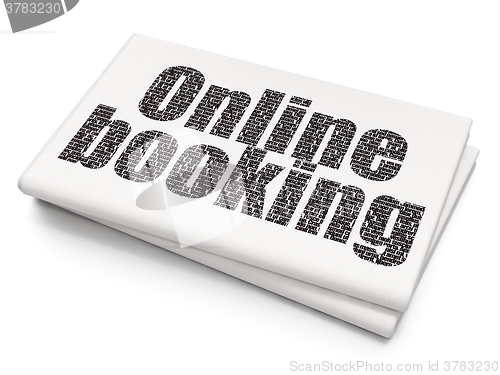 Image of Travel concept: Online Booking on Blank Newspaper background