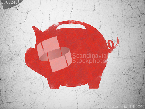 Image of Currency concept: Money Box on wall background